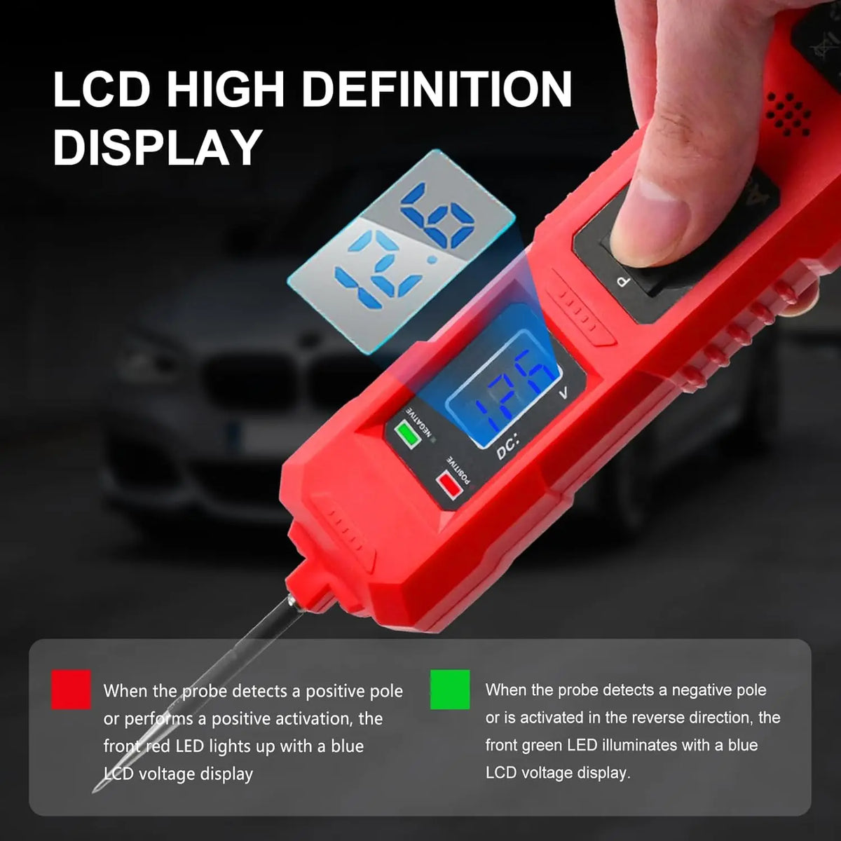 6-48V Digital Circuit Tester Automotive Power Probe with LCD Display, Car Electrical Voltage Tester Pen, Diagnostic Test Light for Fuse, Battery, Wiring, Continuity & Polarity Testing