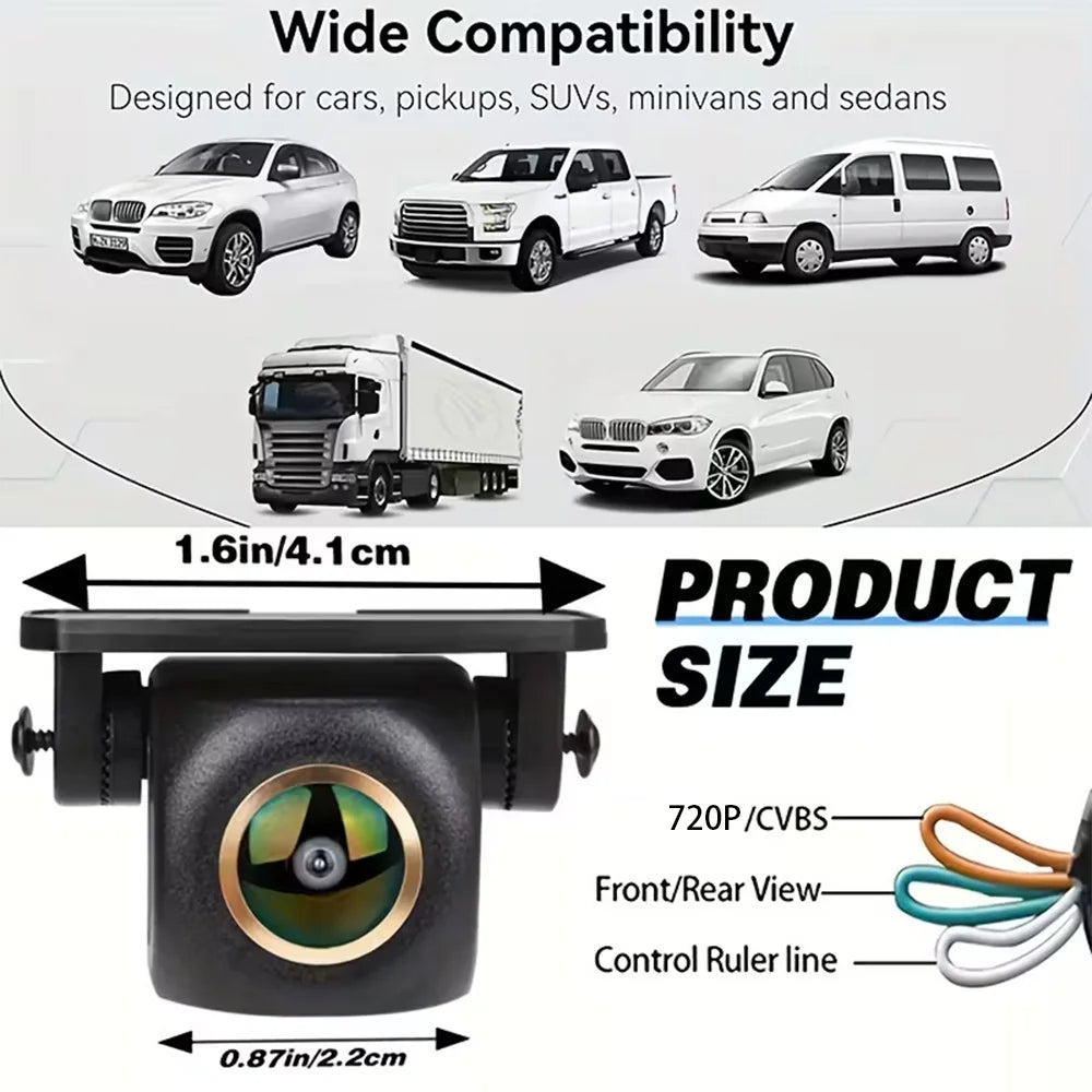 720P AHD Car Backup Camera with Wide-Angle Fisheye Lens-Night Vision, Front/Rear/Side lifestyle view