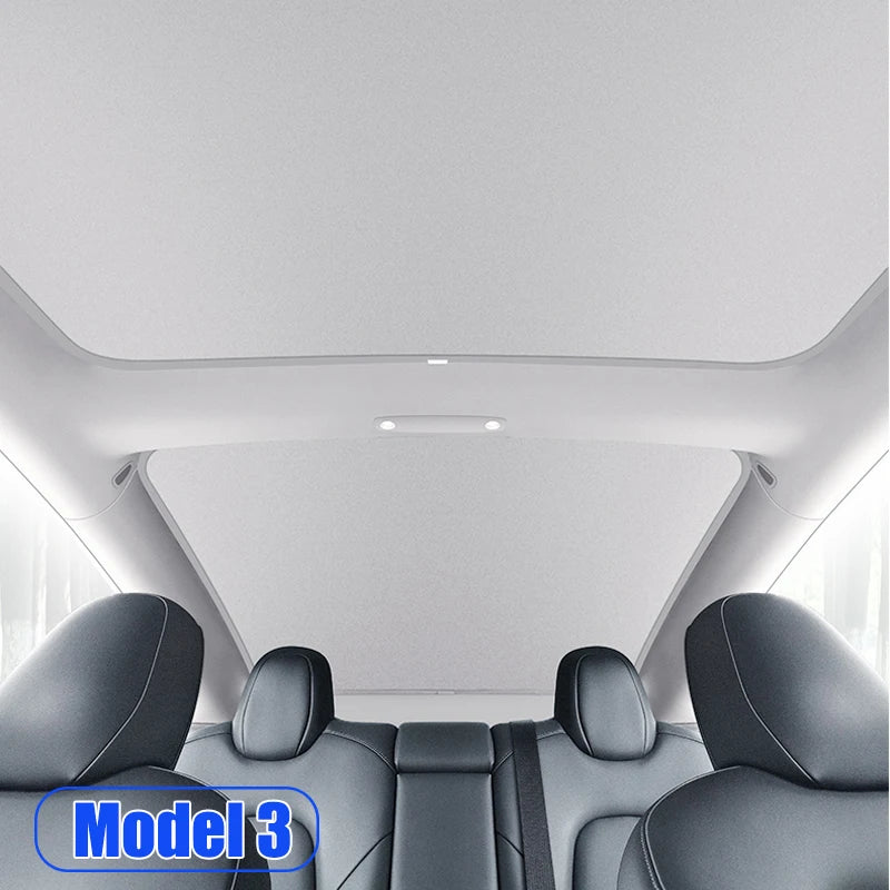 2PCS Tesla Model 3 Y 3 Highland Y Juniper Ice Cloth Sunshade | Glass Roof Sunroof Sky lifestyle view