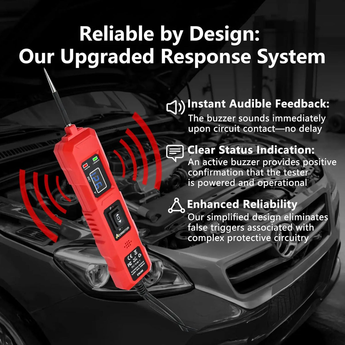6-48V Digital Circuit Tester Automotive Power Probe with LCD Display, Car Electrical Voltage Tester Pen, Diagnostic Test Light for Fuse, Battery, Wiring, Continuity & Polarity Testing