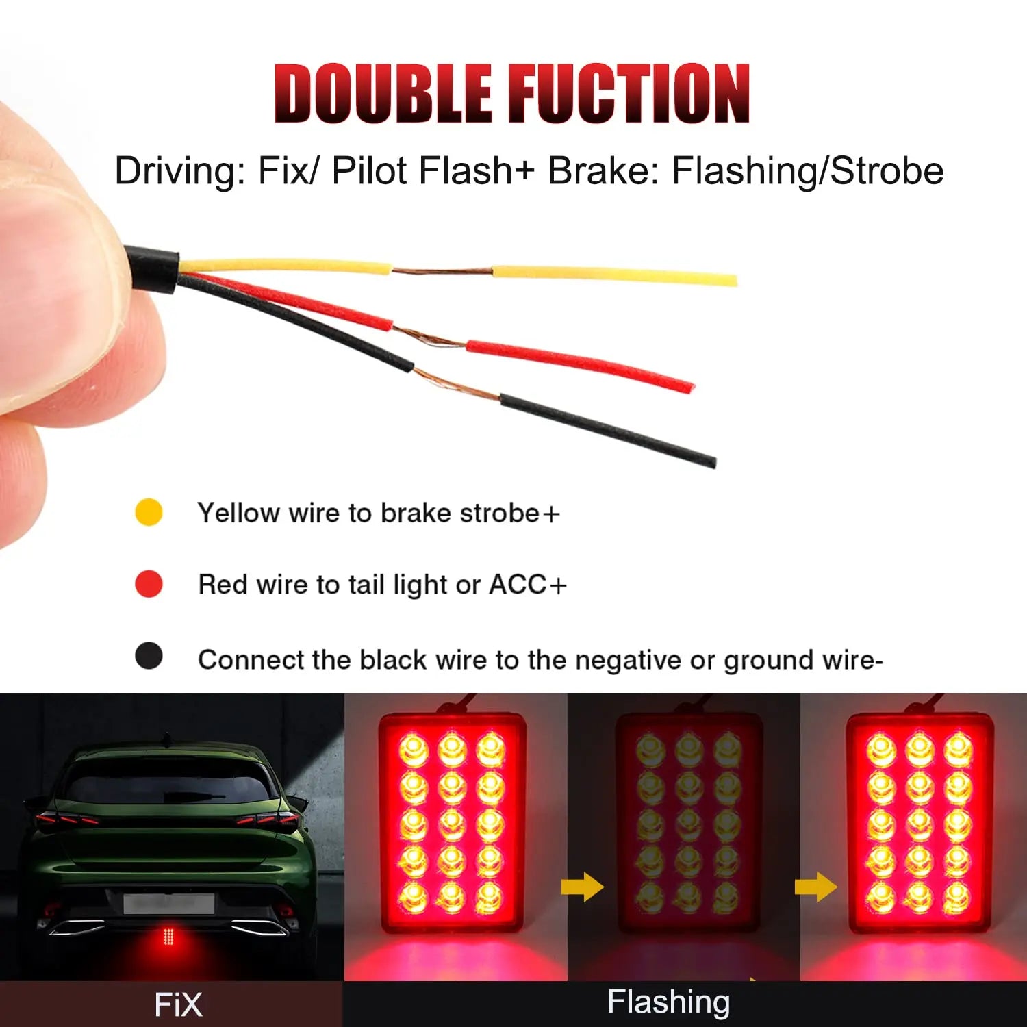F1 Style 12V 15LED Rear Brake Pilot Light | Universal Strobe Tail Lamp for Car SUV Mo lifestyle view