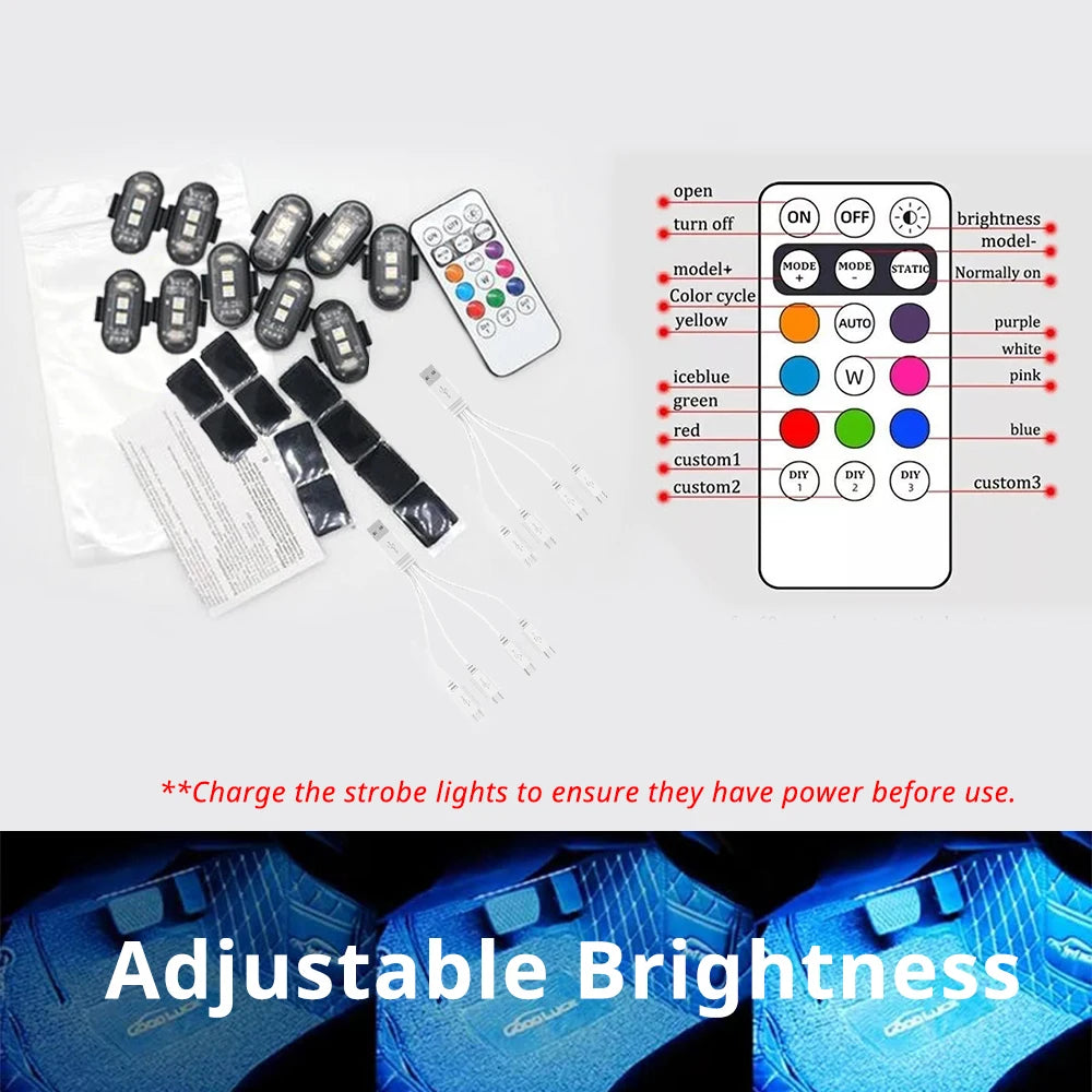 RGB LED Strobe Light – Wireless Remote, Rechargeable Footwell & Exterior Light for Ca lifestyle view
