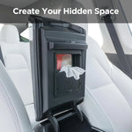 4PCS Center Console Organizer Storage Accessories Compatible with Tesla Model 3 2017-2023 & Model Y 2021-2024, Front Center Console Tray, Rear Console Storage Box, Armrest Hidden Cubby Drawer, Cup Holder Insert, Flocked Inter