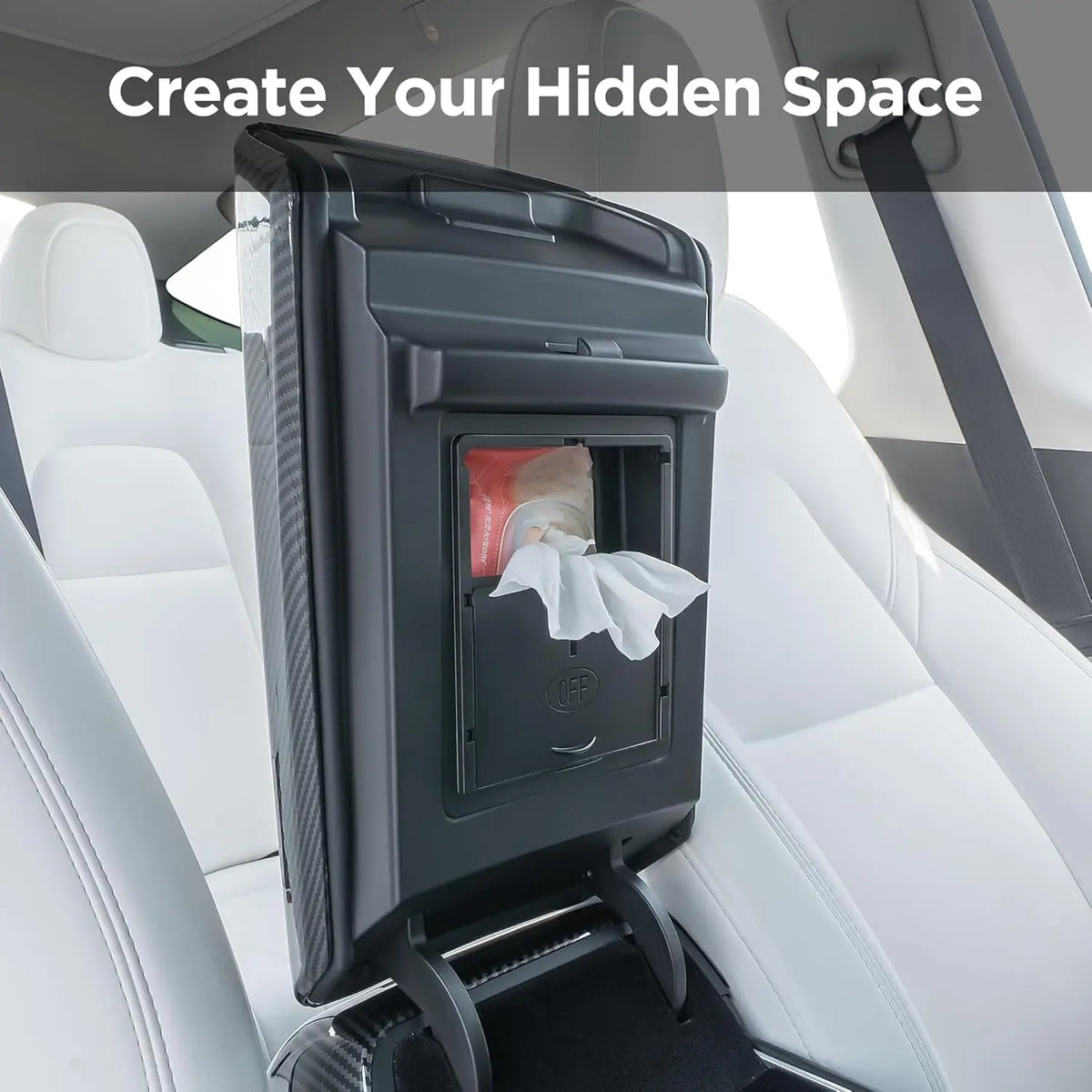 4PCS Center Console Organizer Storage Accessories Compatible with Tesla Model 3 2017-2023 & Model Y 2021-2024, Front Center Console Tray, Rear Console Storage Box, Armrest Hidden Cubby Drawer, Cup Holder Insert, Flocked Inter