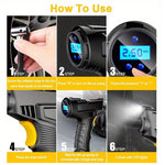 120W Automatic Cordless Car Tyre Inflator Portable Handheld LCD Digital Air Compressor Pump Tire Inflator Equipment