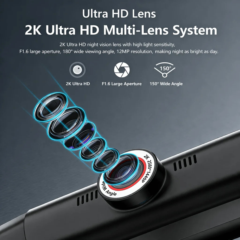 4-Channel Full-View Dash Cam | 2K Front & 1080P Rear, Inside, Side Recording lifestyle view