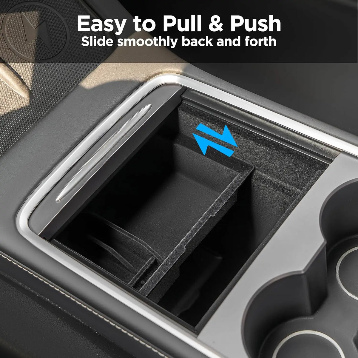 4PCS Center Console Organizer Storage Accessories Compatible with Tesla Model 3 2017-2023 & Model Y 2021-2024, Front Center Console Tray, Rear Console Storage Box, Armrest Hidden Cubby Drawer, Cup Holder Insert, Flocked Inter