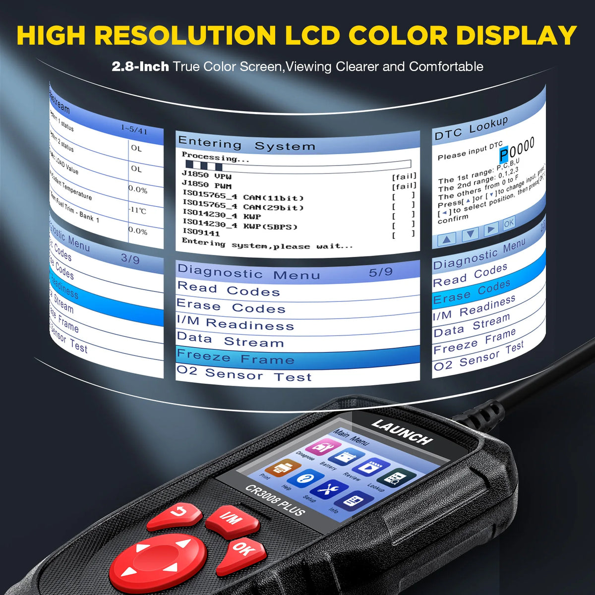 LAUNCH OBD2 Scanner Diagnostic Tool CR3008 Plus,One-Key I/M,Lifetime Update Code Reader,Check Engine Code OBDII Car Scan Tool