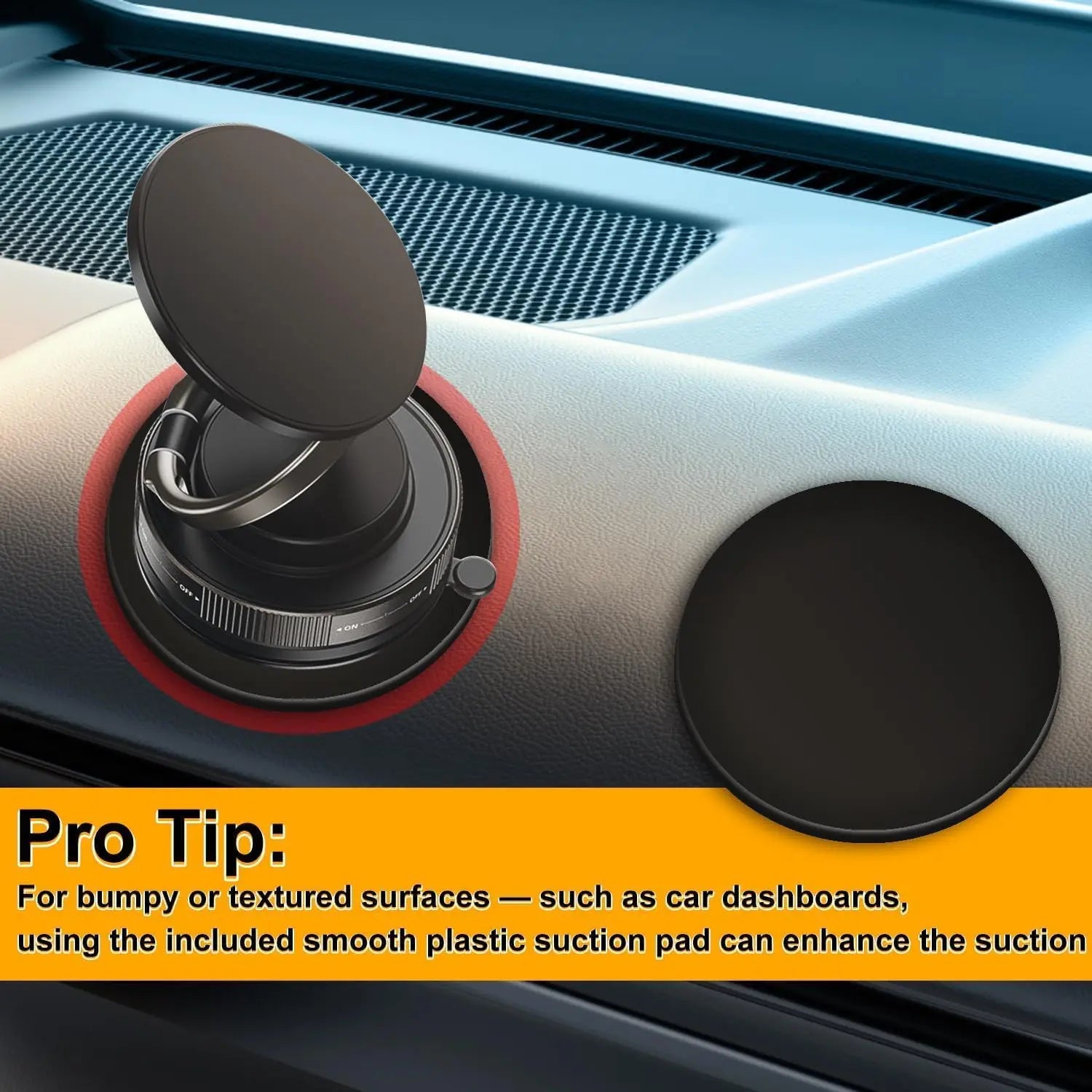 Upgraded Vacuum Magnetic Car Phone Holder for MagSafe | 360° Rotation 96LBS Suction additional angle