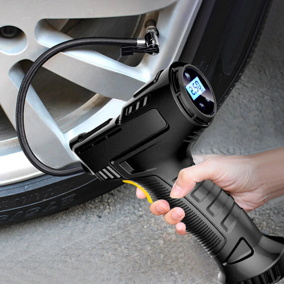 120W Automatic Cordless Car Tyre Inflator Portable Handheld LCD Digital Air Compressor Pump Tire Inflator Equipment