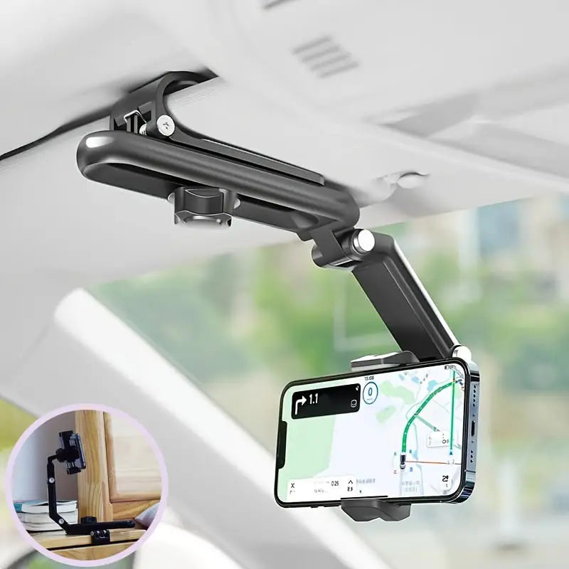 Sun Visor Phone Holder | 360° Rotatable Car Mount for Hands-Free Driving