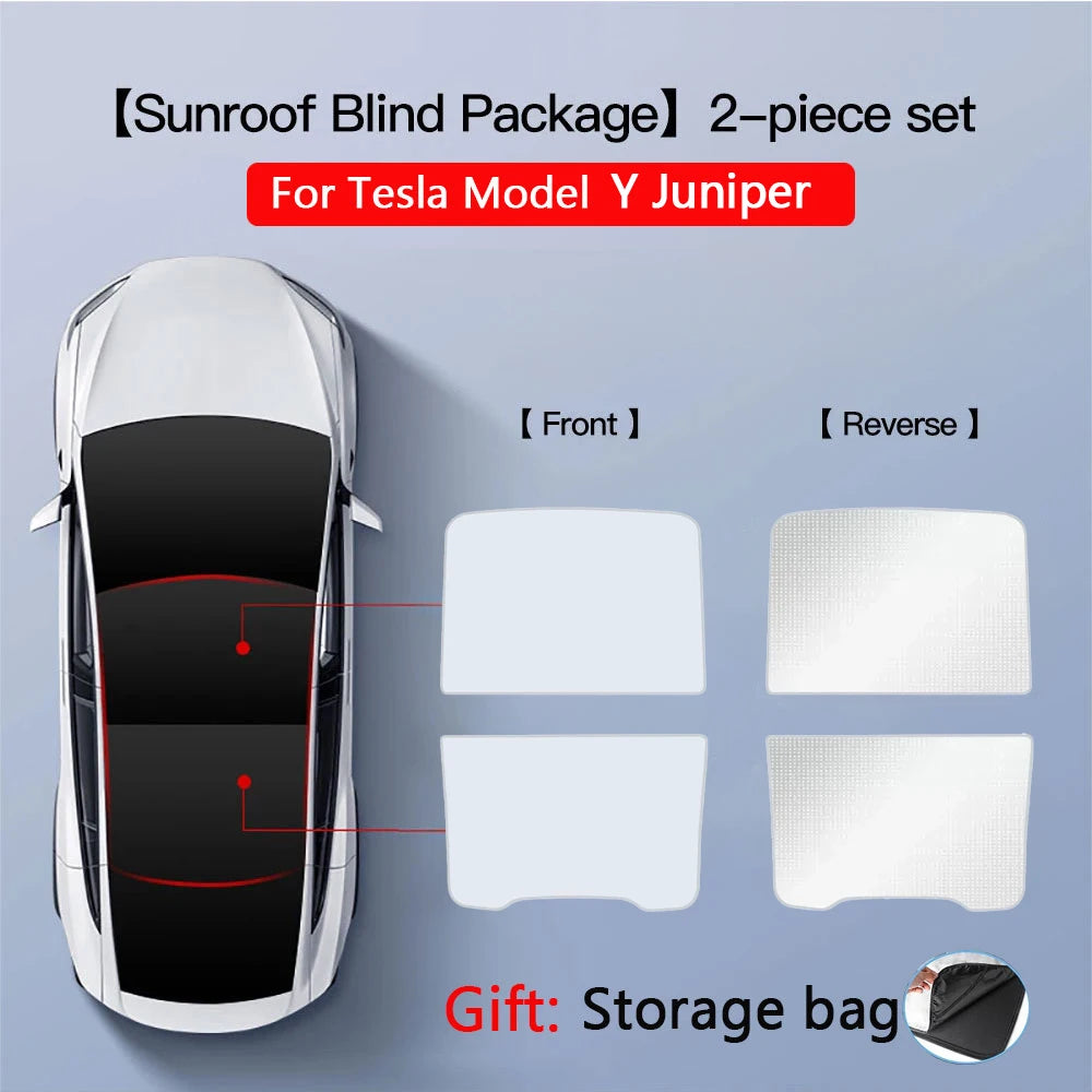 2PCS Tesla Model 3 Y 3 Highland Y Juniper Ice Cloth Sunshade | Glass Roof Sunroof Skyl close-up view