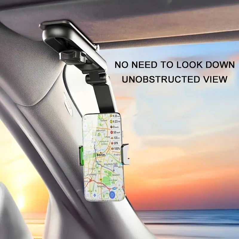 Sun Visor Phone Holder | 360° Rotatable Car Mount for Hands-Free Driving additional angle