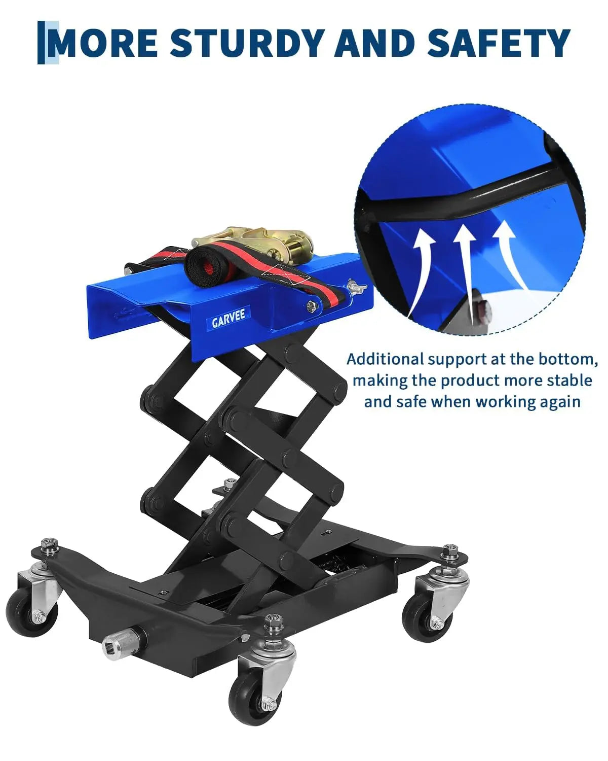 Transmission Jack with Safety Straps, Low Profile Lift 450 LBS Cap. | 7"- 23" Adjusta alternate view