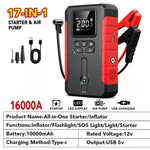 15000A-19000A Peak 350PSI 12V 17-in-1 Portable Jump Starter with Air Compressor Jump Starter, Car Battery Charger, Car Jump Starter with Air Compressor, Jump Starter Para, Car Accessories Tools, LED Light, Battery Charger, Ca