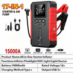 15000A-19000A Peak 350PSI 12V 17-in-1 Portable Jump Starter with Air Compressor Jump Starter, Car Battery Charger, Car Jump Starter with Air Compressor, Jump Starter Para, Car Accessories Tools, LED Light, Battery Charger, Ca