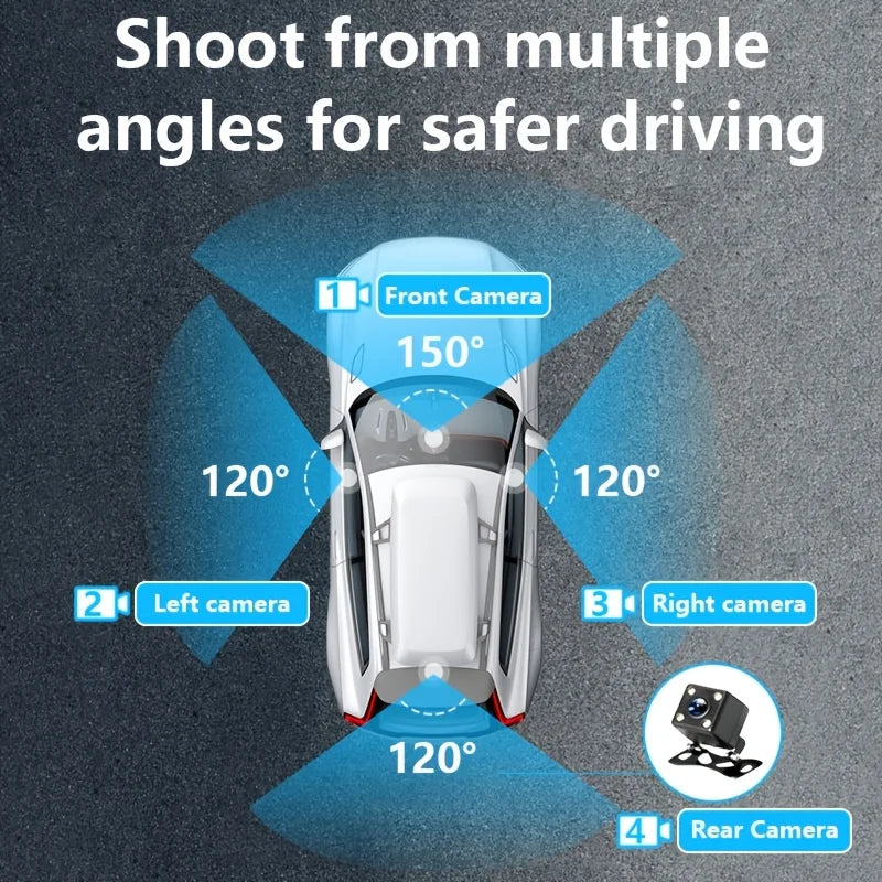 4-Channel Full-View Dash Cam | 2K Front & 1080P Rear, Inside, Side Recording alternate view