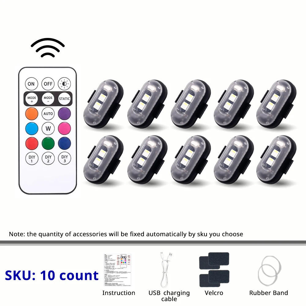 RGB LED Strobe Light – Wireless Remote, Rechargeable Footwell & Exterior Light for Car, detail view