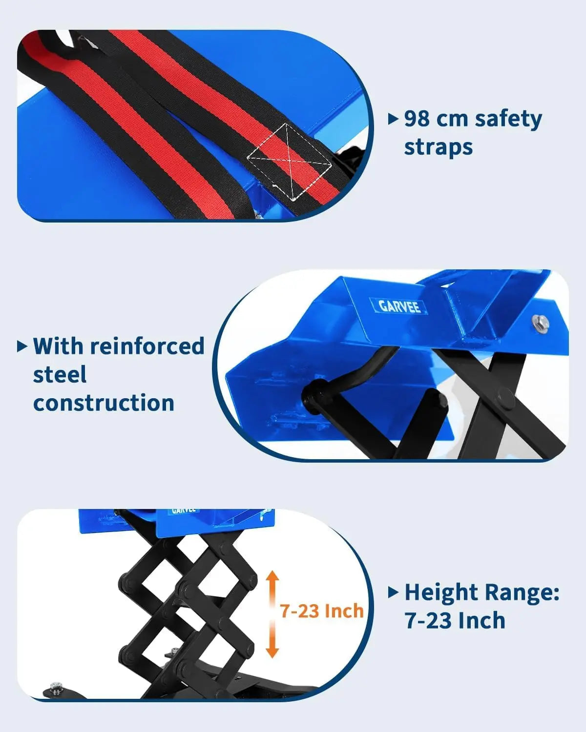 Transmission Jack with Safety Straps, Low Profile Lift 450 LBS Cap. | 7"- 23" Adjustab close-up view