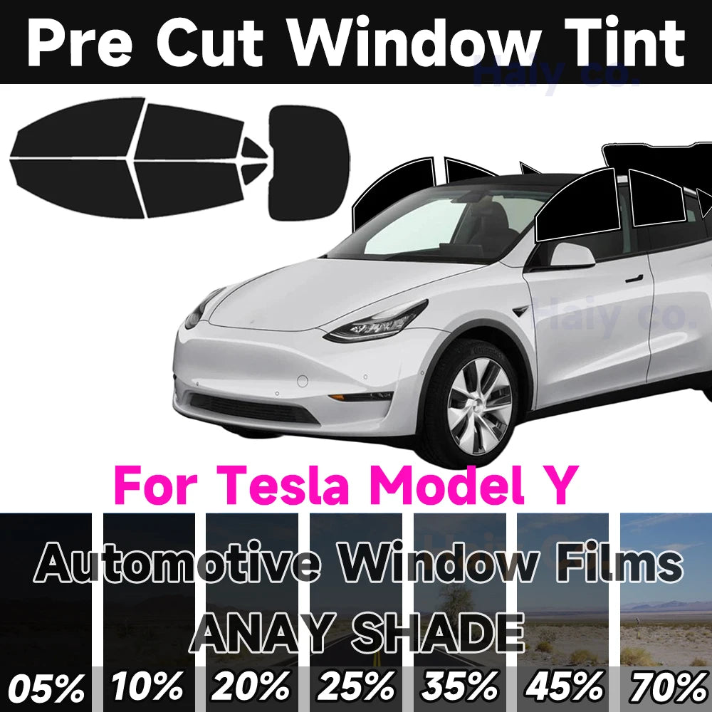 Precut Window Tint for Tesla Model Y 2020-2026 | Heat Blocking UV Protection Privacy Film