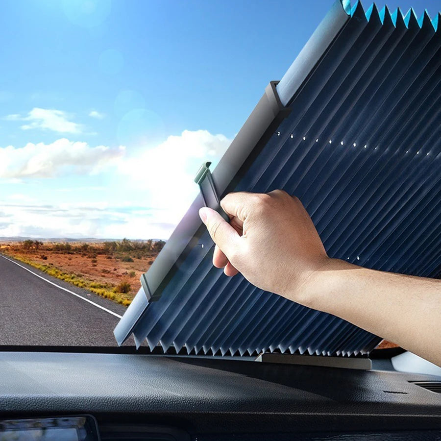Car Window Sun Shade Retractable Windshield Protector | UV Blocking Auto Sun Visor