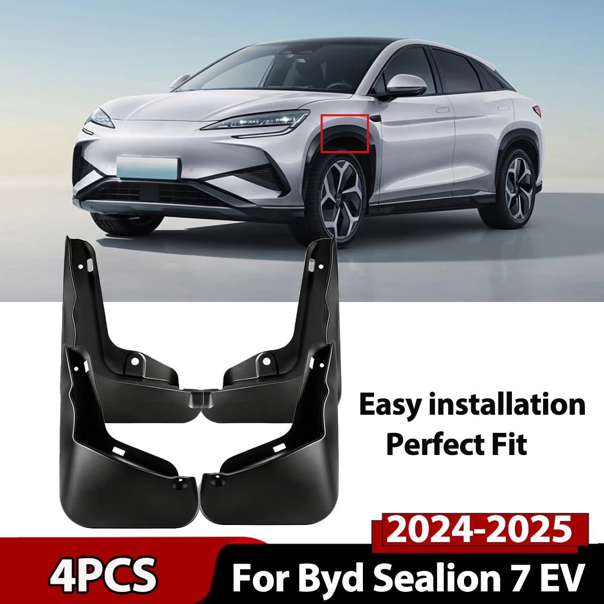 For Byd Sealion 7 EV 2024 2025 4PCS Mud Flaps Mudflap Front Rear Fender Anti-splash Mudguards Guard