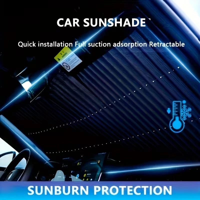 Car Retractable Windshield Sunshade | UV Blocking Car Sun Shade with Suction Cups detail view