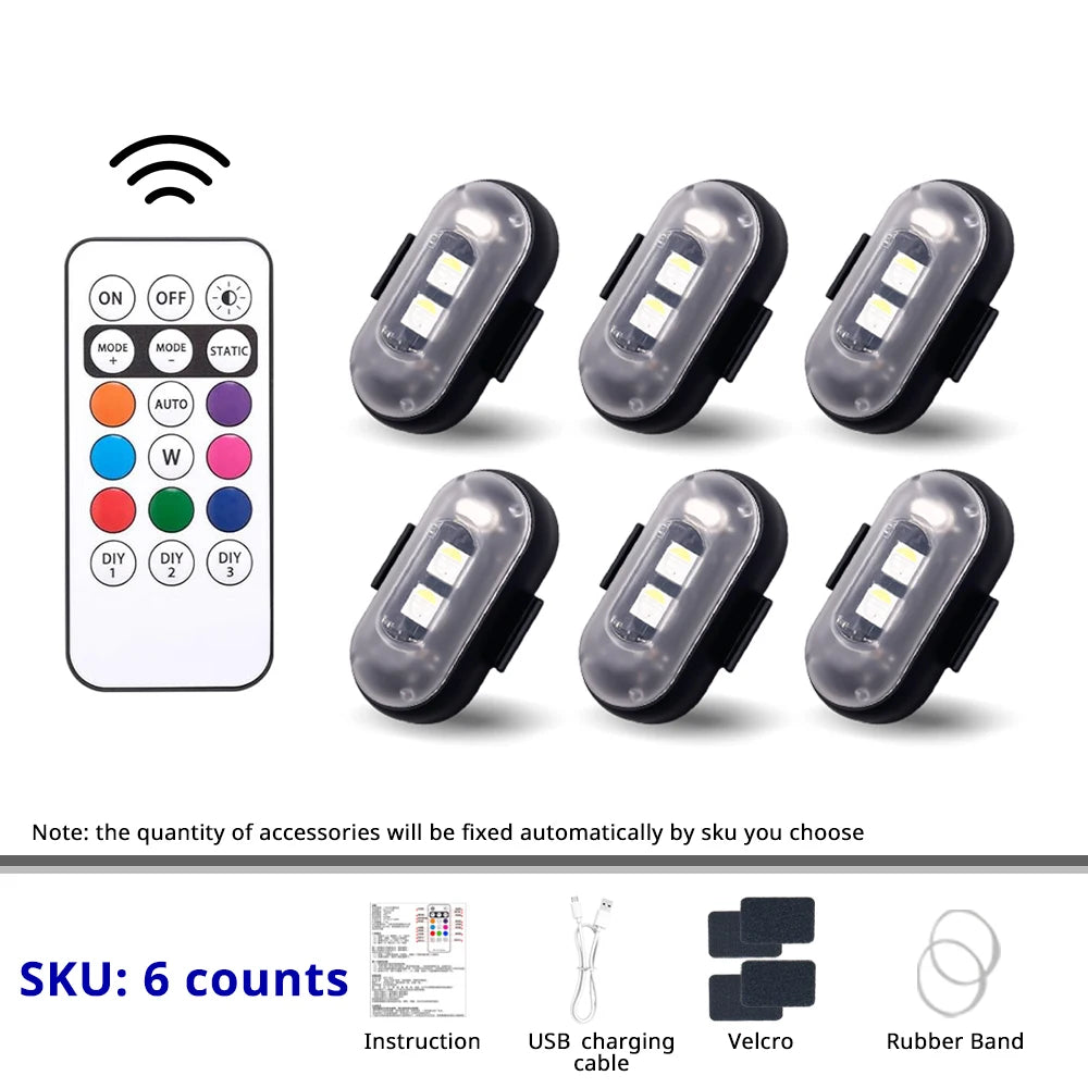 RGB LED Strobe Light – Wireless Remote, Rechargeable Footwell & Exterior Light for Car close-up view