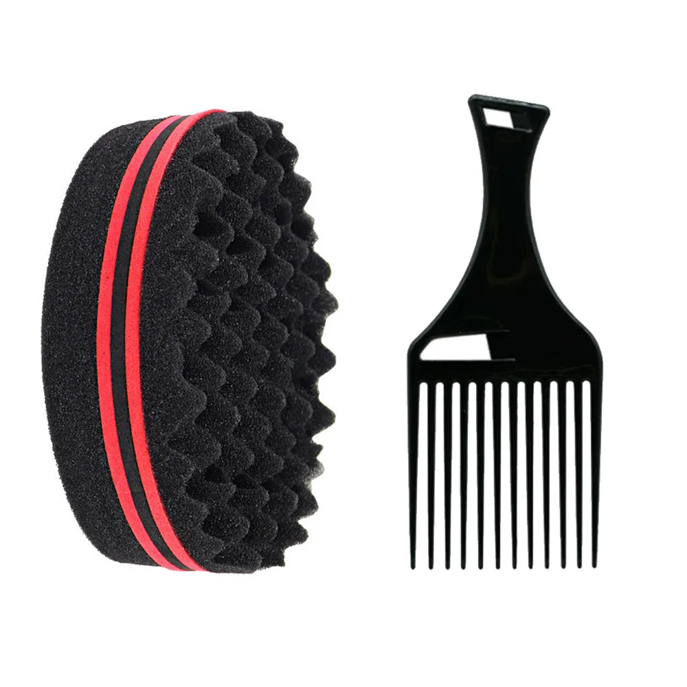Oval Double-Sided Magic Twisted Hairbrush Sponge Brush For Natural Afro Coil Wave Dre alternate view