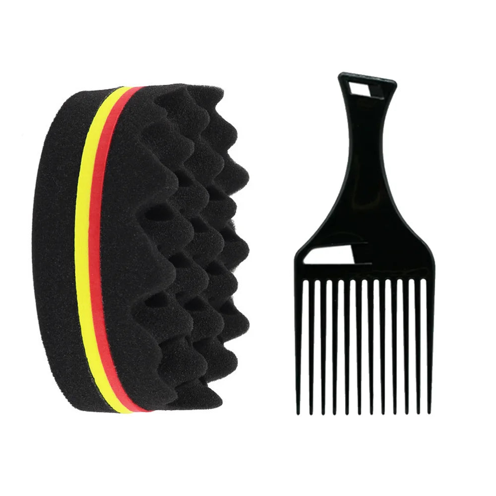 Oval Double-Sided Magic Twisted Hairbrush Sponge Brush For Natural Afro Coil Wave Dre alternate view