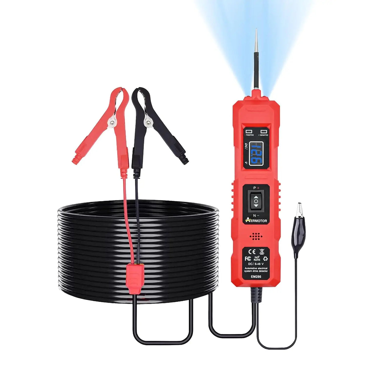 6-48V Digital Circuit Tester Automotive Power Probe with LCD Display, Car Electrical Voltage Tester Pen, Diagnostic Test Light for Fuse, Battery, Wiring, Continuity & Polarity Testing