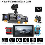 4-Channel Full-View Dash Cam | 2K Front & 1080P Rear, Inside, Side Recording