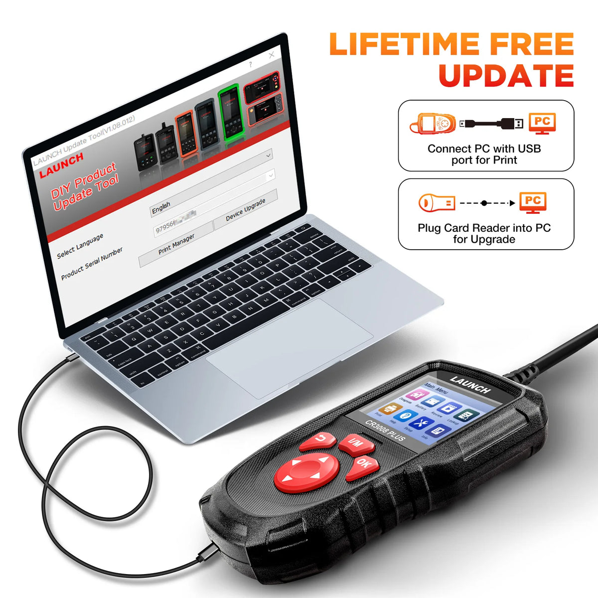LAUNCH OBD2 Scanner Diagnostic Tool CR3008 Plus,One-Key I/M,Lifetime Update Code Reader,Check Engine Code OBDII Car Scan Tool