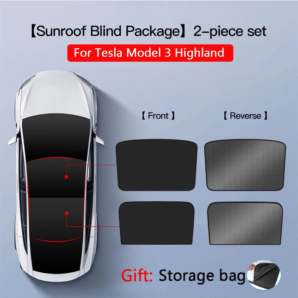 2PCS Tesla Model 3 Y 3 Highland Y Juniper Ice Cloth Sunshade | Glass Roof Sunroof Sky alternate view