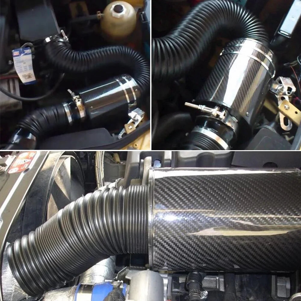 PQY Universal Racing Cold Air Intake Kit | Carbon Fiber Induction System additional angle
