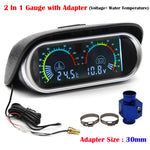 2 In 1 LCD Digital Car Truck Water Temp Gauge with 1/8 NPT Sensor and Voltmeter | 12V 24 detail view