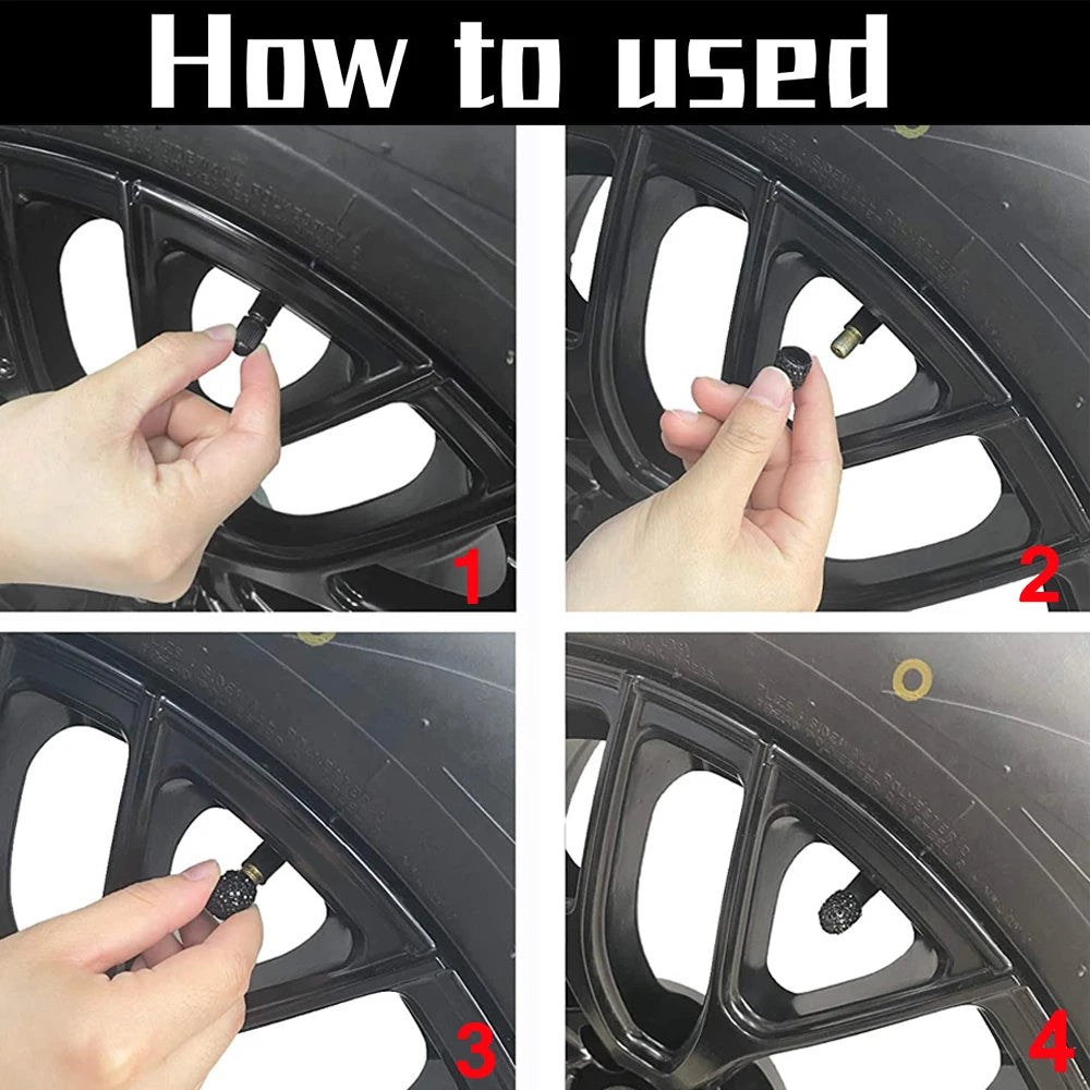 4Pcs Crystal Rhinestone Car Tire Valve Caps | Sparkly Dustproof Bling Tire Stem Cov additional angle