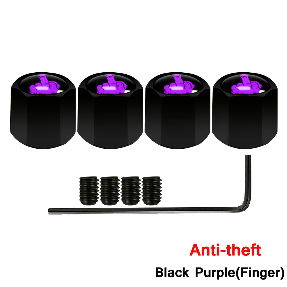 AUTCOAT Anti-theft Middle Finger Tire Valve Dust Caps | Universal Fit for Cars Trucks alternate view