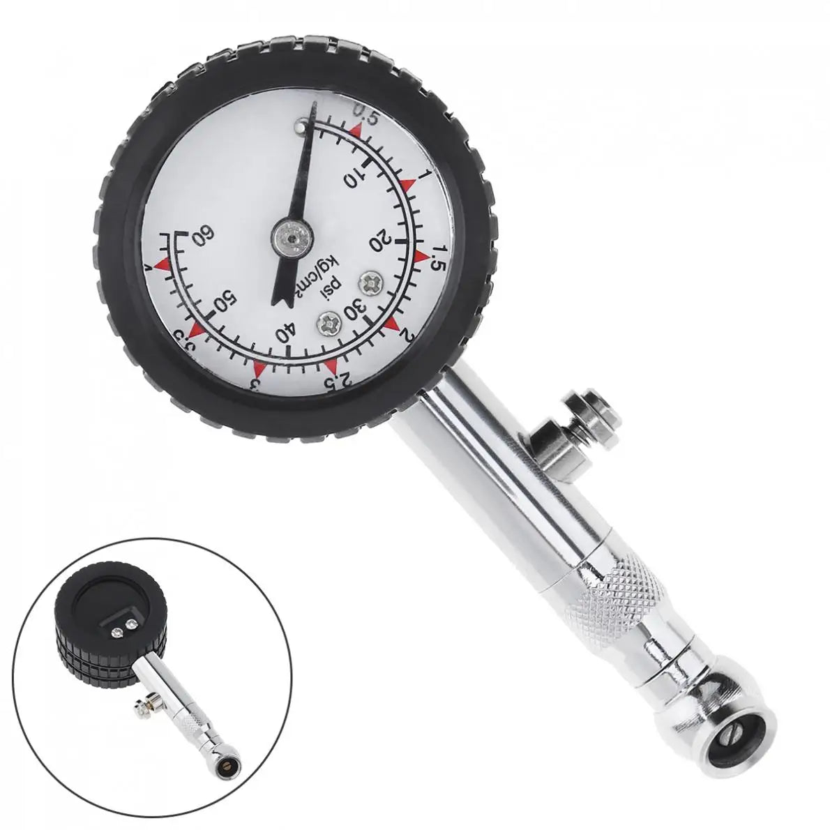 Accurate Auto Tire Pressure Gauge 0-60 PSI | Dial Meter with Bleed Valve