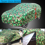 Cawanerl Waterproof Camouflage Car Cover | Full Outdoor Protection for SUV Sedan Hatch close-up view