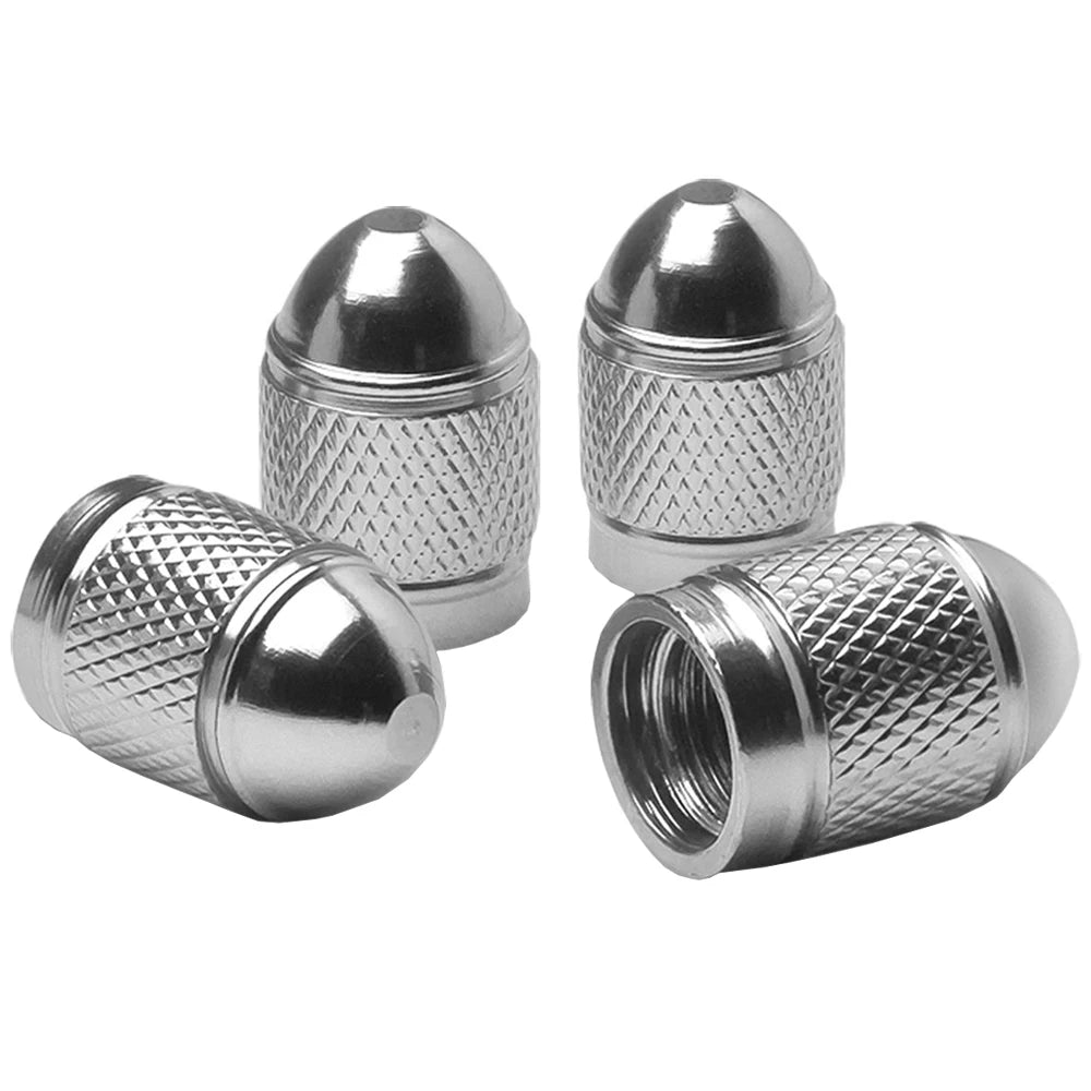 AUTCOAT Universal Aluminum Tire Valve Stem Caps for Car Truck Bike | 4 Pack Dust Cover close-up view