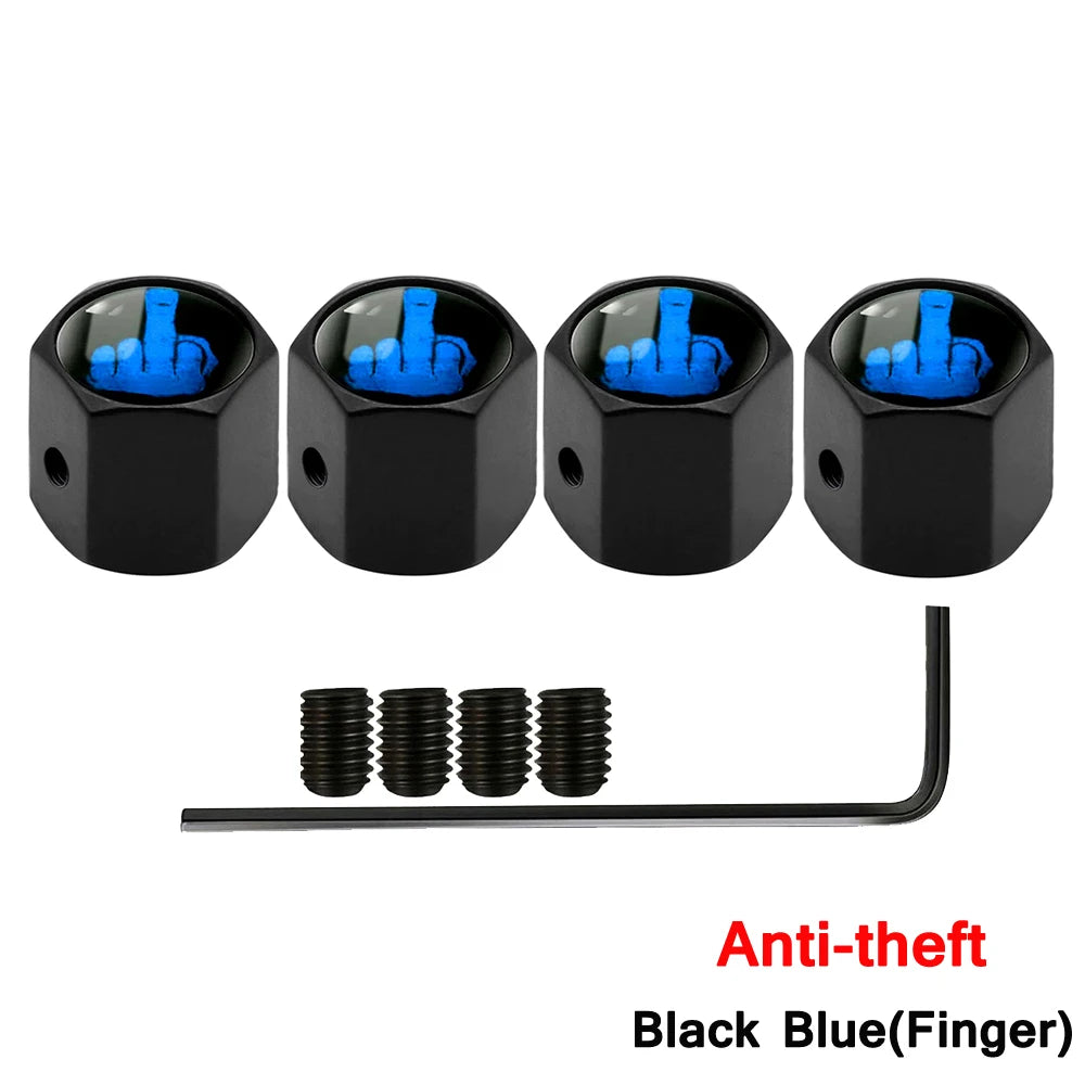 AUTCOAT Anti-theft Middle Finger Tire Valve Dust Caps | Universal Fit for Cars Truc additional angle