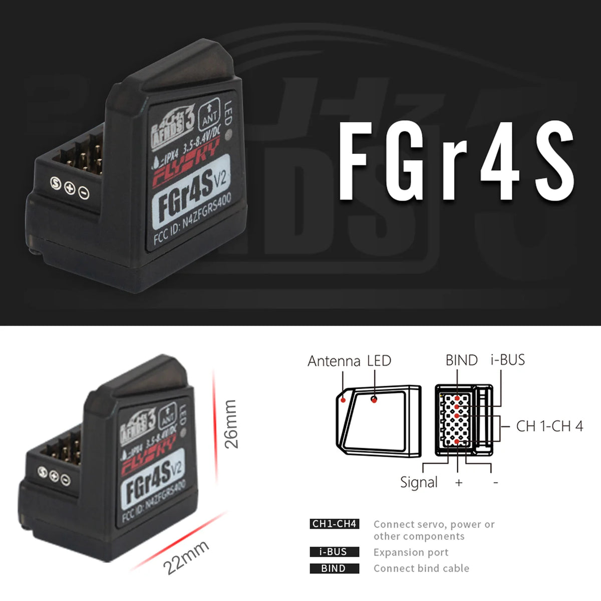 Flysky FGR4S V2 AFHDS Receiver PWM PPM IBUS additional angle
