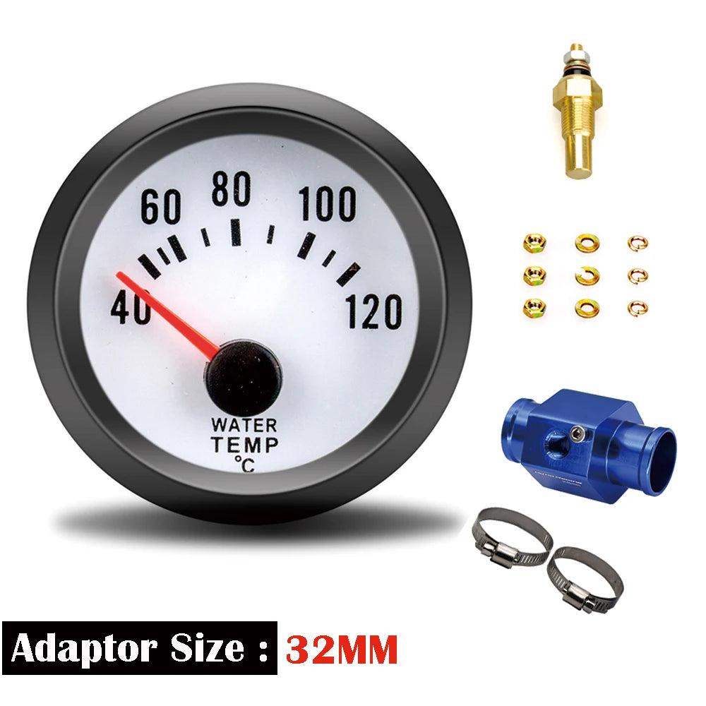 52mm Blue LED Water Temp Gauge | Universal Racing Radiator Sensor Kit close-up view