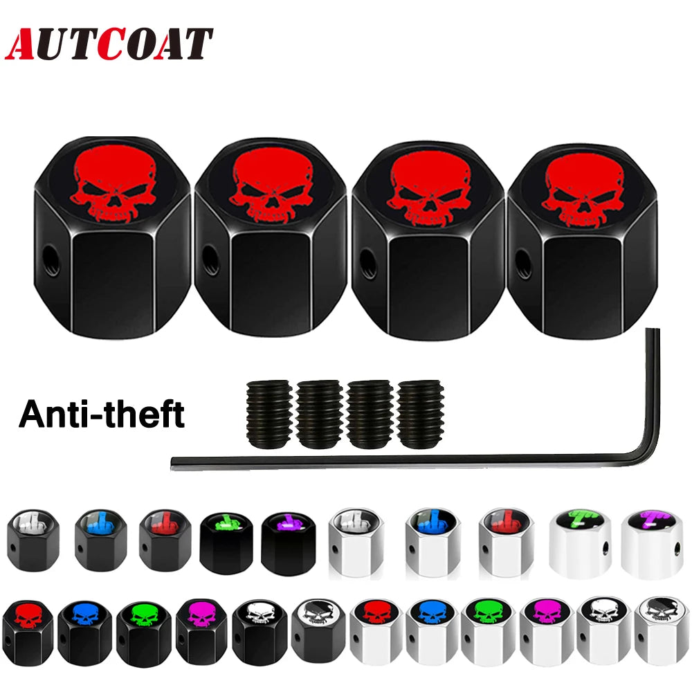AUTCOAT Anti-theft Middle Finger Tire Valve Dust Caps | Universal Fit for Cars Trucks Motorcycles