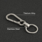 Titanium Buckles EDC Outdoor Tool Titanium Alloy Keychain Tiranium Buckle Key Ring Car close-up view