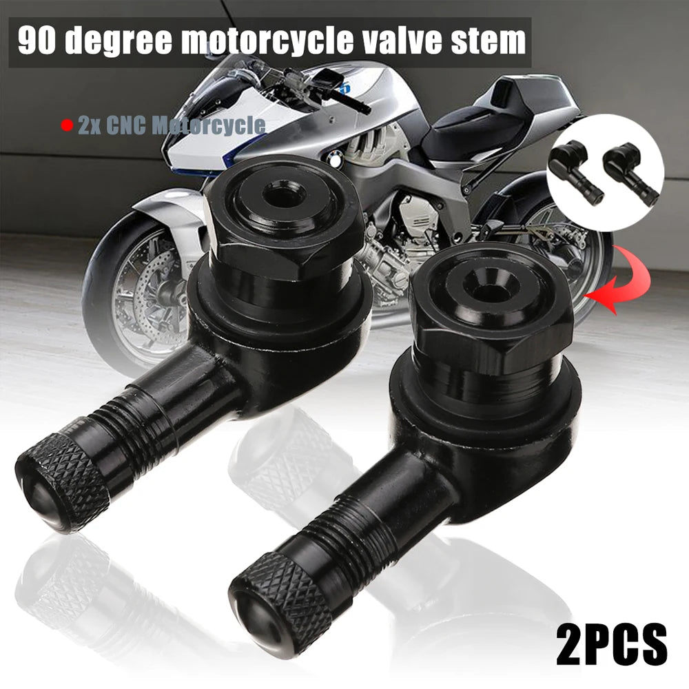 DSYCAR 2Pcs 90 Degree CNC Motorcycle Tire Valve Stems | Universal Leak-Proof Alumin additional angle