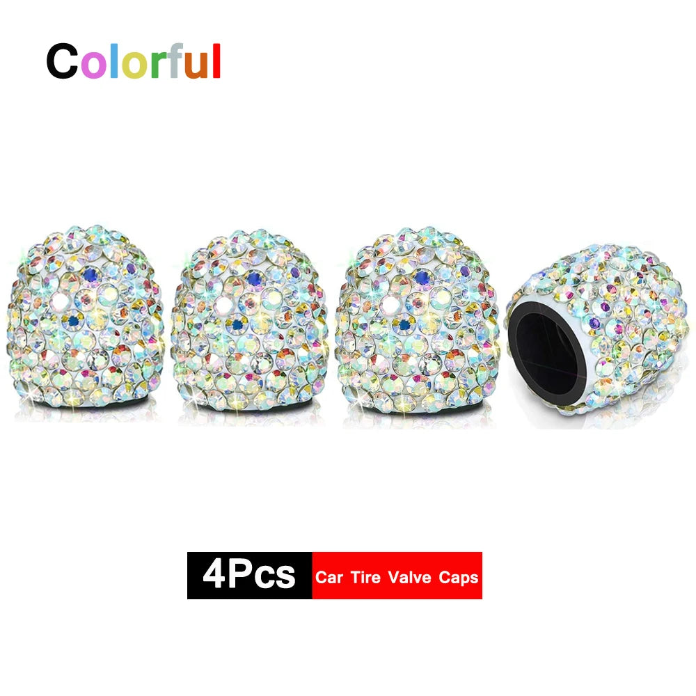 4Pcs Crystal Rhinestone Car Tire Valve Caps | Sparkly Dustproof Bling Tire Stem Cover alternate view