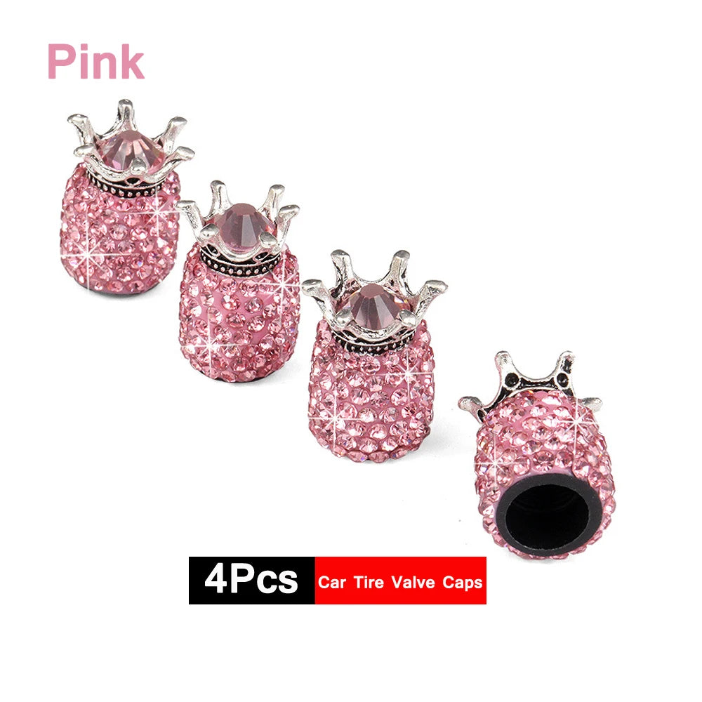 4Pcs Crystal Rhinestone Car Tire Valve Caps | Sparkly Dustproof Bling Tire Stem Cover lifestyle view