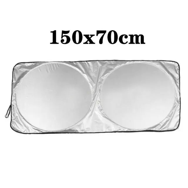 Silver Foldable Windshield Sun Shade Cover close-up view